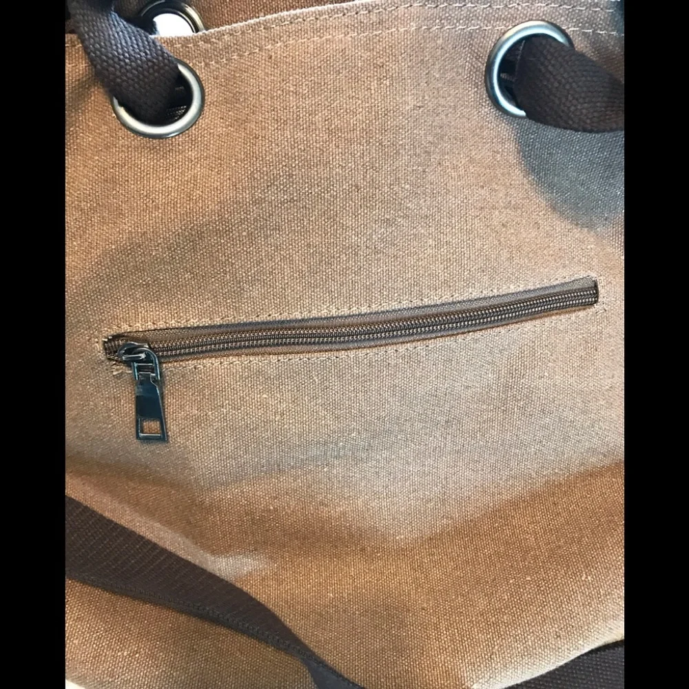 Ding Xin Yizu Brown Canvas Hobo/Satchel. NWOT.